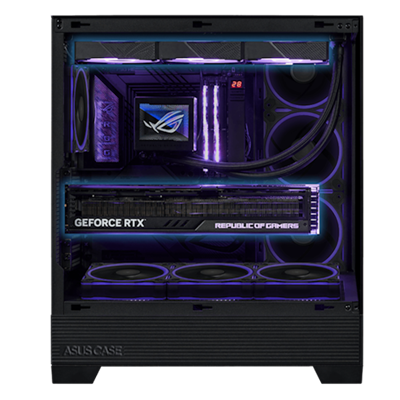 highlight des ROG 360 mm All-in-One Kühlers / highlight der ROG Strix RTX 40 Serie Grafikkarte