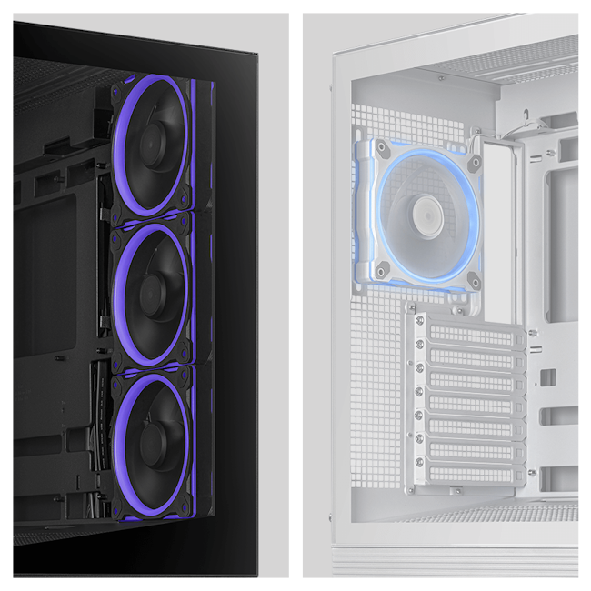 Die Grafik zeigt die Position der vorinstallierten Lüfter.