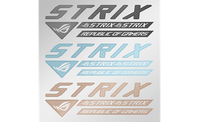 Eine Reihe von Aufklebern zur individuellen Gestaltung, darunter rot, lila und gold