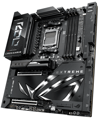 Das ROG Crosshair X870E Extreme linksseitig Winkel