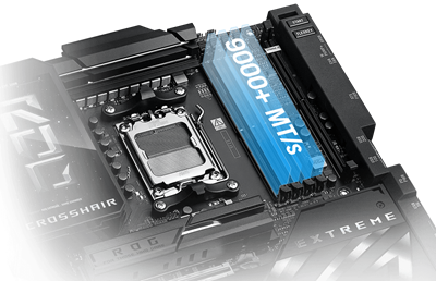 Mit dem ROG Crosshair X870E Extreme kannst du den Arbeitsspeicher auf bis zu 8600+ MT/s übertakten