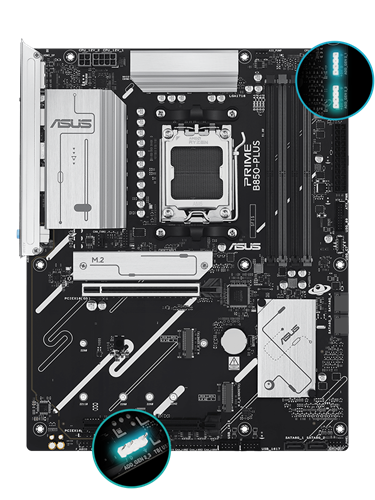 PRIME B850-PLUS-CSM Vorderansicht, 45 Grad.