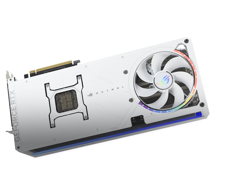 ROG Astral Rückansicht mit einem Galaxie-Hintergrund