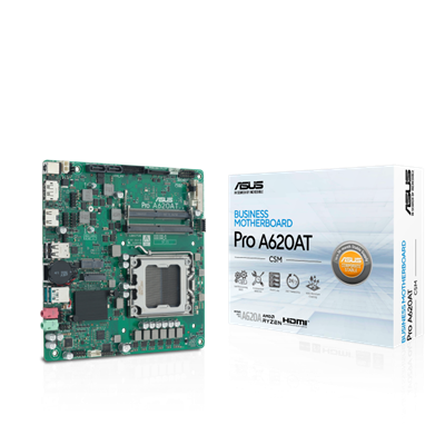 Thin Mini-ITX A620A Business-Mainboard mit verbesserter Sicherheit, Zuverlässigkeit, Verwaltbarkeit und Effizienz.