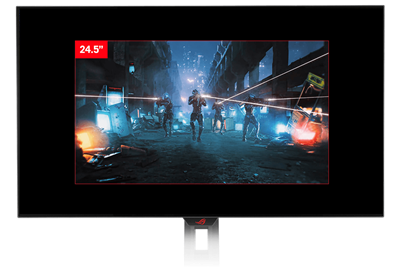 Das Seitenverhältnis kann so eingestellt werden, dass ein 24,5-Zoll-Bild angezeigt wird.