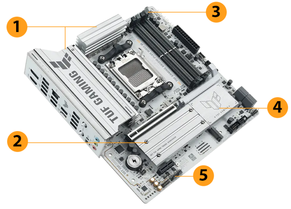 TUF Gaming Mainboard Vorderansicht, 45 Grad