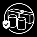 Symbol für zylindrische Bauteile mit einem Häkchen, das TUF-Drosseln und -Kondensatoren für Haltbarkeit und Stabilität symbolisiert.