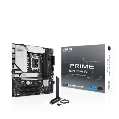 Intel® B760 (LGA 1700) mATX-Mainboard, DDR5, PCIe 5.0 Ready, zwei M.2-Steckplätze, WIFI 6E, Realtek 2.5Gb Ethernet, DisplayPort, HDMI™, SATA 6 Gbps, hinten USB 10Gbps Type-A und vorne USB 5Gbps Type-C®, Aura Sync